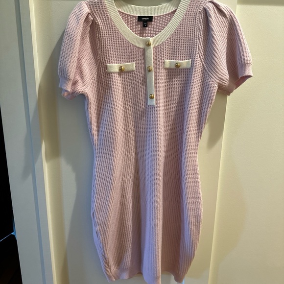 EXPRESS pink mini dress with gold Buttons - Picture 2 of 6